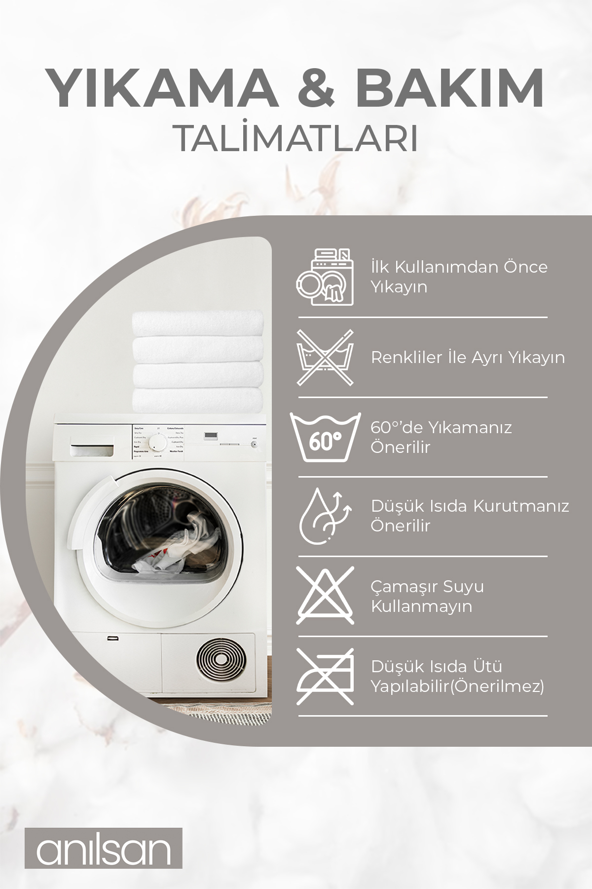 Anılsan 3'lü Lacivert Süper Soft El Havlusu Seti - 50x90 Cm, 250 Gr, %100 Pamuk, Spa Ve Otel Havlusu - Görsel 3