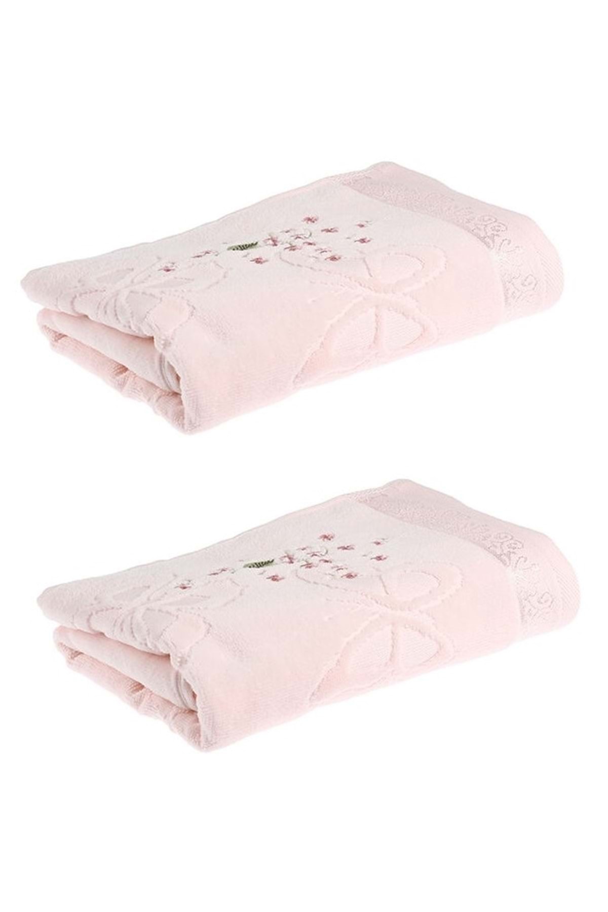 Özdilek Nakışlı El-yüz Havlusu (50x90)-jasmin Pudra 2 Adet