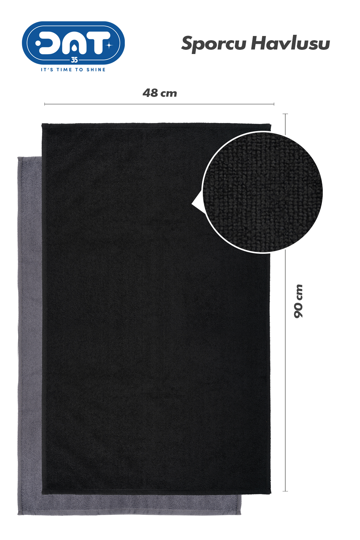 DAT35 2’li Gym Fitness Sporcu Havlu Seti 48x90 cm Hızlı Kuruyan Mikrofiber - Görsel 3