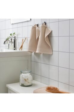 IKEA 3 Adet Küçük Banyo Havlusu 30x30 Cm El Yüz Havlusu 3 Lü Set Bej Pamuk