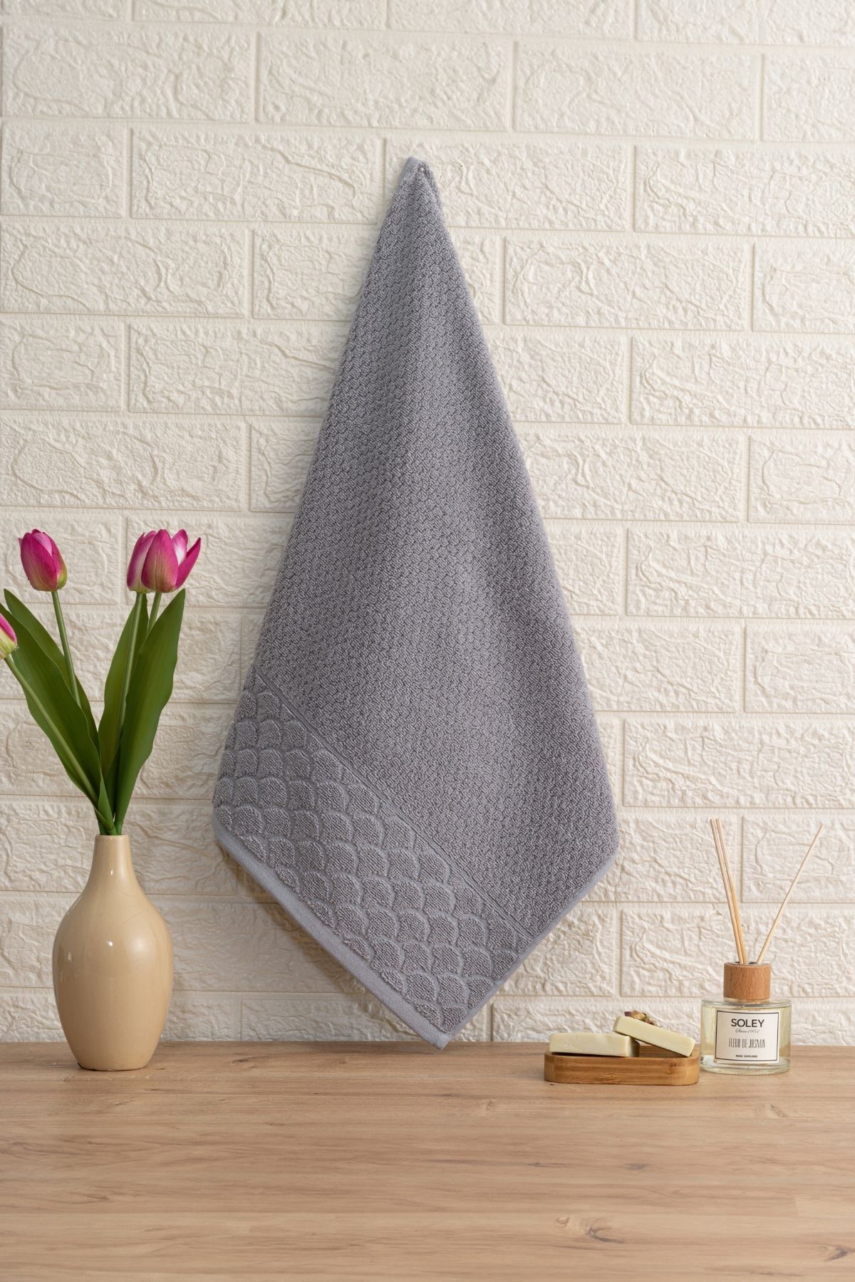 Soley | Alana | Extra Yumuşak Pamuk Pirinç Örgü El / Yüz Havlusu
