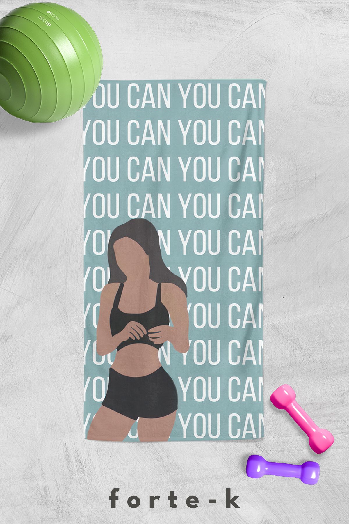 Fortek Home Dijital Baskılı Sporcu Havlusu Fitness Towel - 50x100 cm