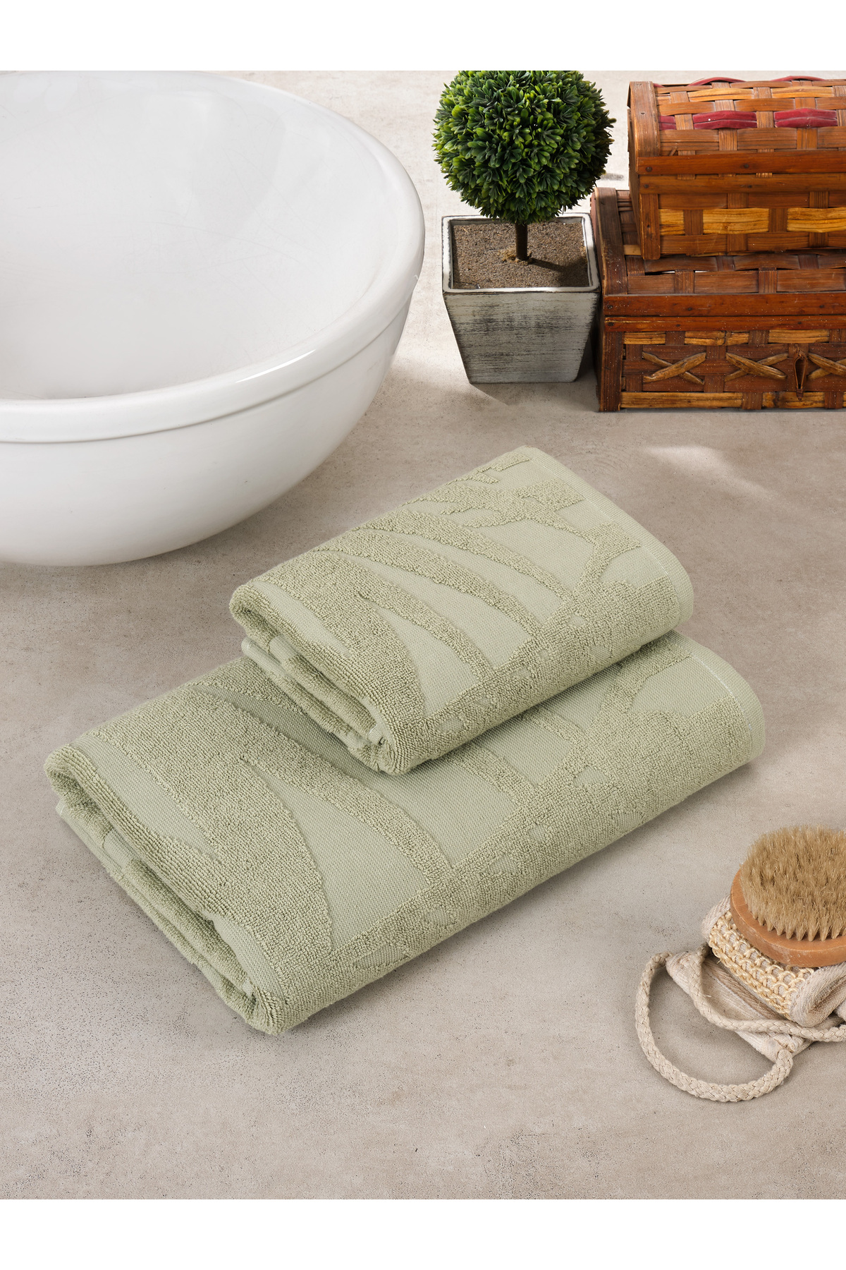 Palmex Home Banyo Havlu Seti 2li Pataya - 70x140 & 50x90 %100 Pamuk