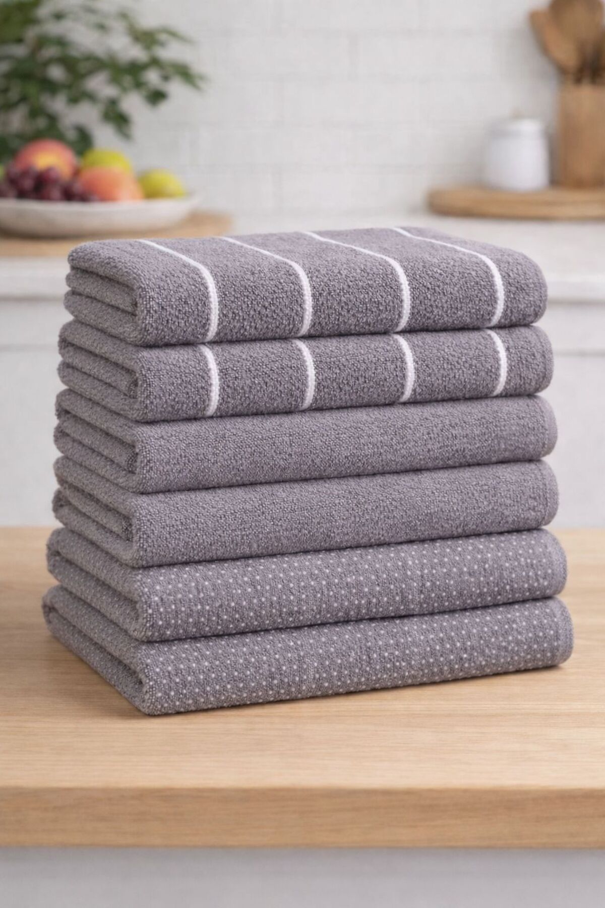 Eponj Home 6lı Mutfak Havlusu 30x50 Sofya Antrasit - Görsel 2