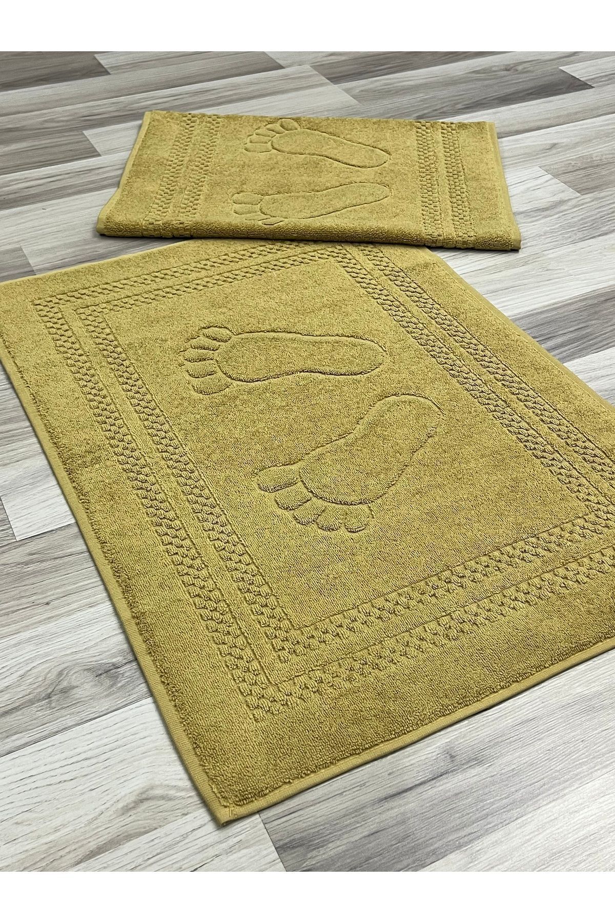 AYHANHOME Ayak Izi Desenli %100 Pamuk Ayak Havlusu 2'li 50x70 Cm