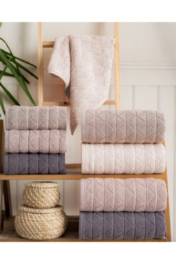 Hazangülü Buldan Üretimi Çeyizlik Deluxe Jakarlı Royal 4'lü El/Yüz Havlusu I 50x90