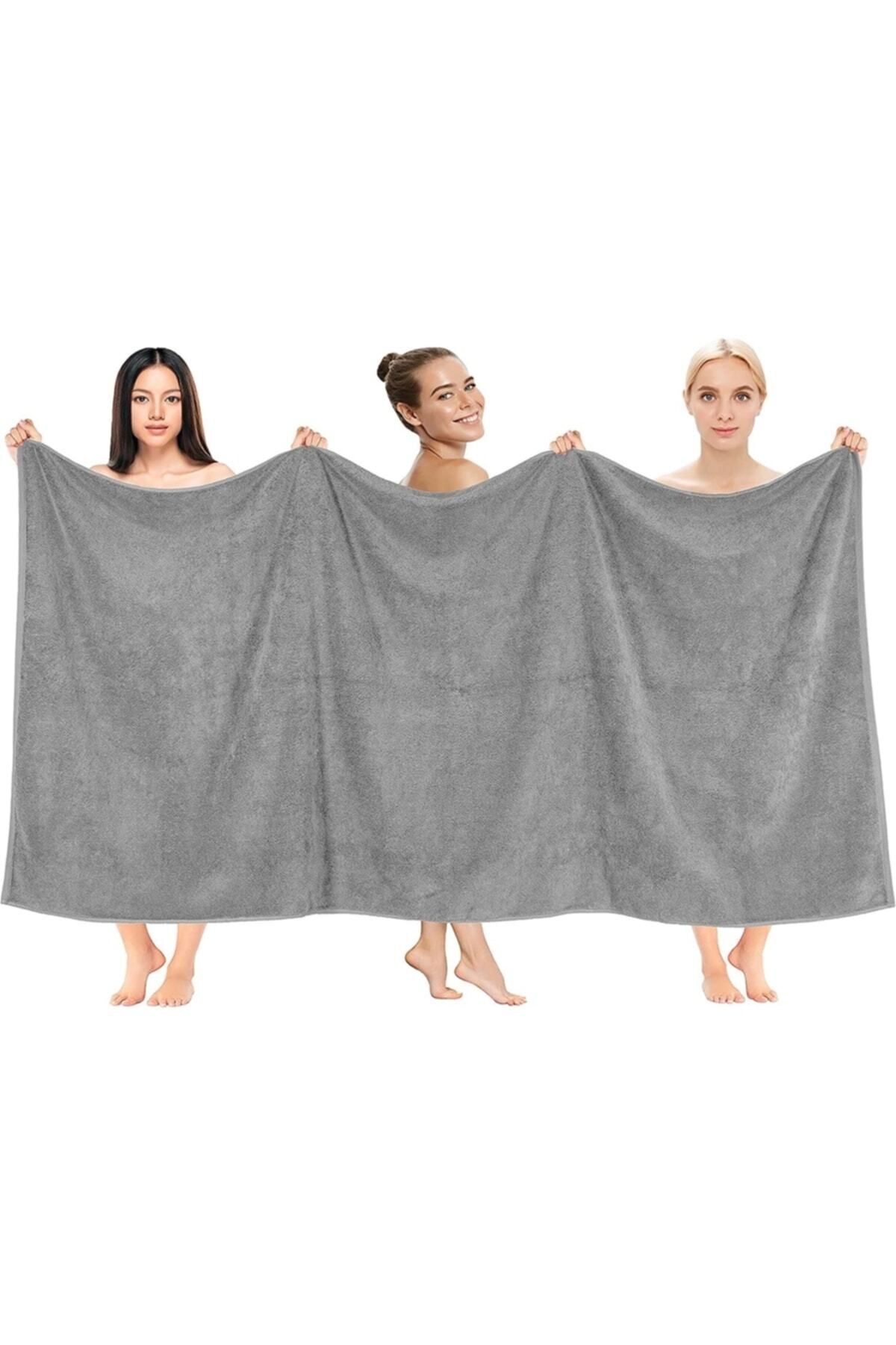 KAYABEY HOME Büyük Banyo Havlusu 90x150 %100 Pamuk Gri Banyo Duş Havlusu - Görsel 2