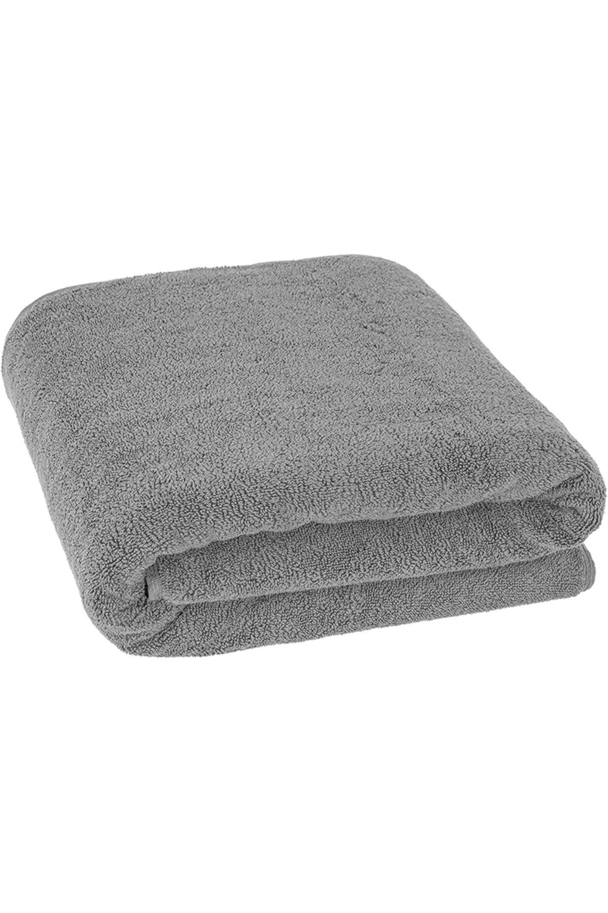 KAYABEY HOME Büyük Banyo Havlusu 90x150 %100 Pamuk Gri Banyo Duş Havlusu - Görsel 3