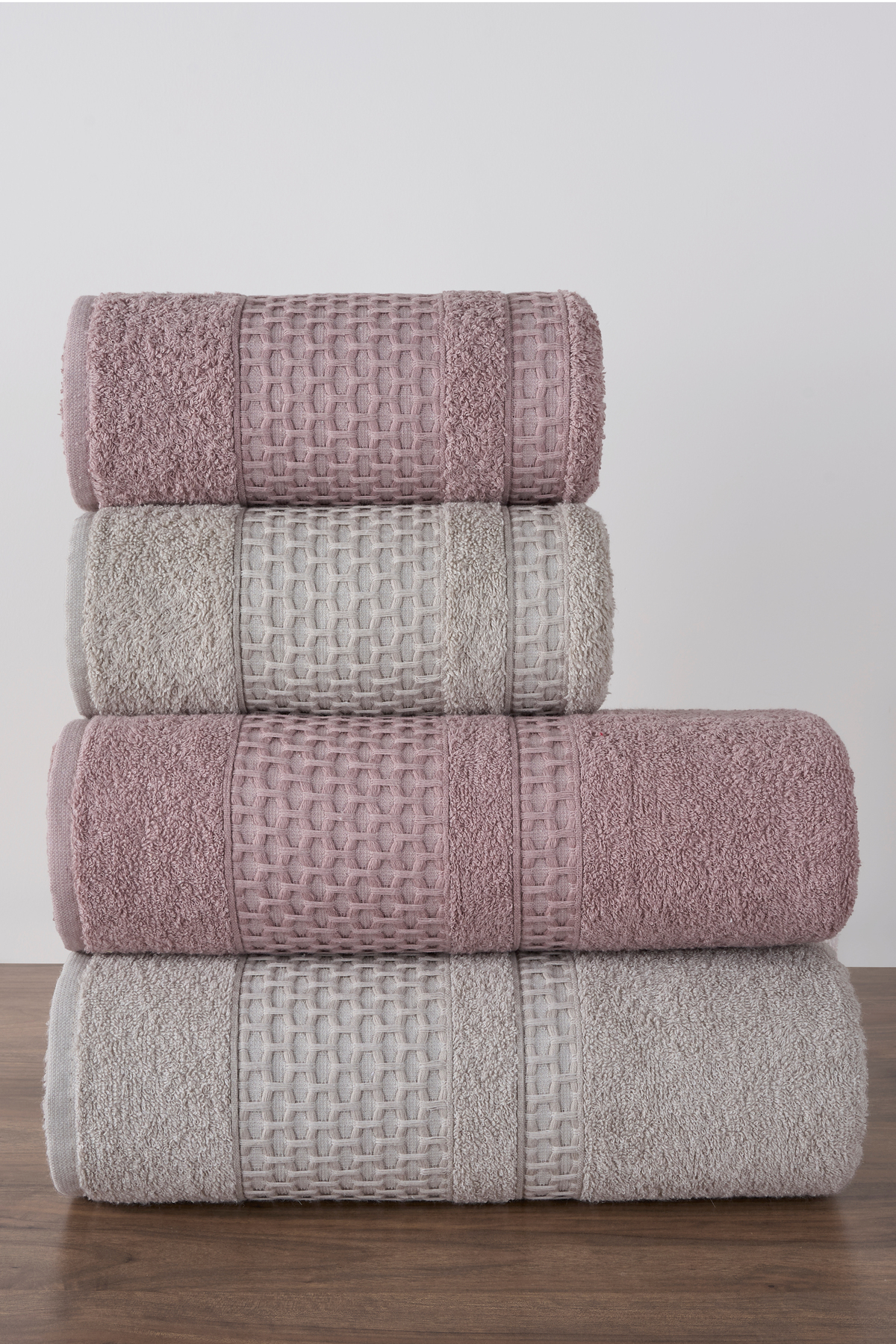 Miss Paris Home Petek 4'lü Banyo Havlu Seti Hamam Takımı 100% Pamuk - Görsel 3