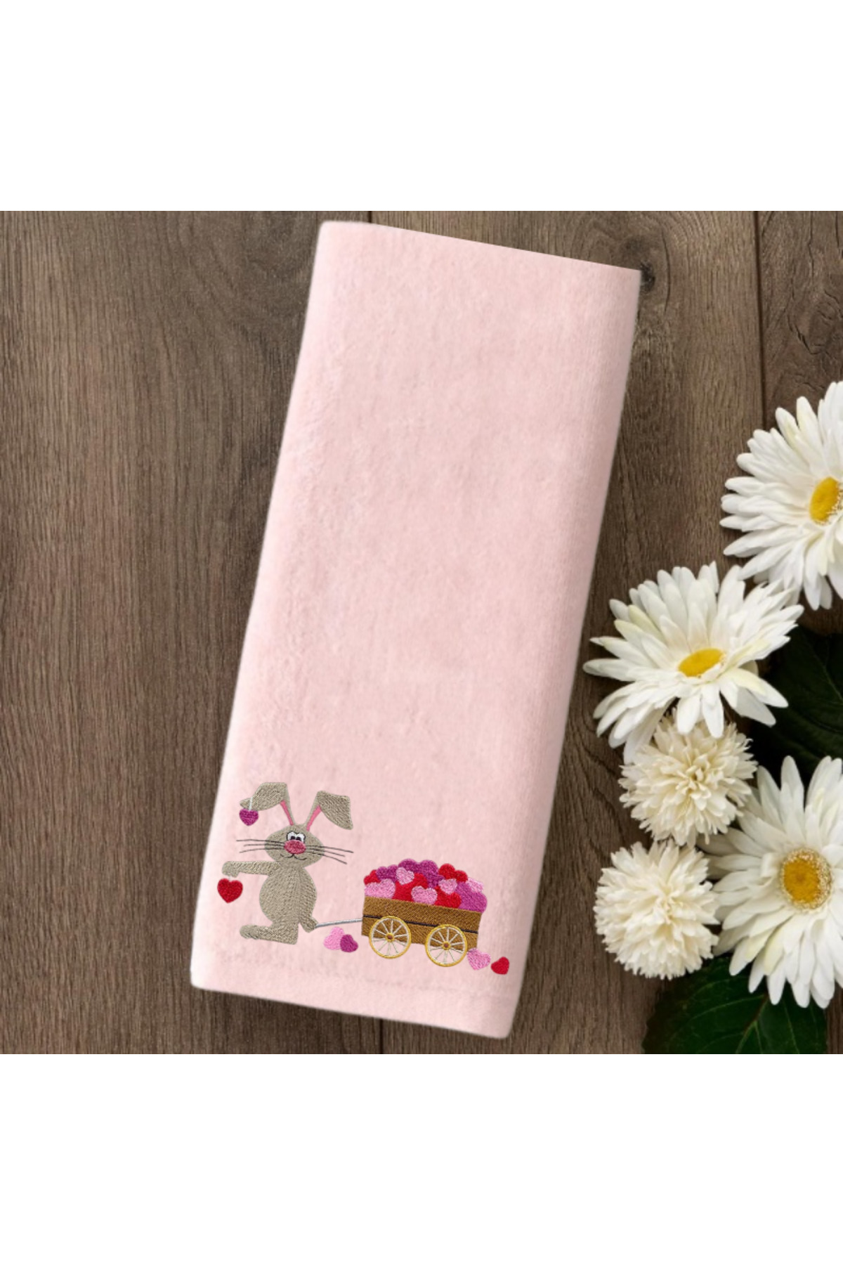Ursa AŞK TAVŞANI VE VAGONU TASARIMLI EL VE YÜZ HAVLUSU 30x50 - Görsel 2