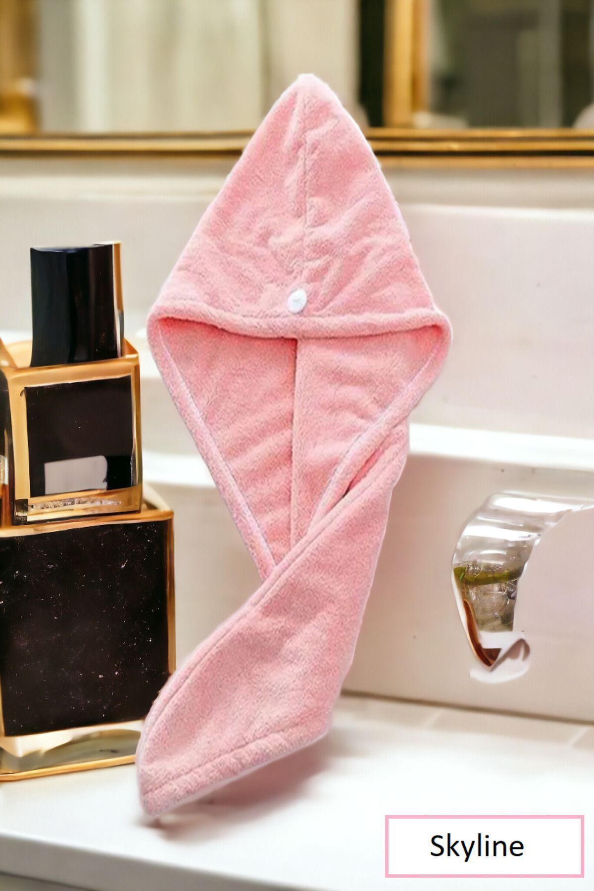 Skyline Saç kurutma bonesi-Saç kurutma havlusu l Düğmeli l Sçb01