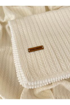 HEYBELİ ORGANİK Örgü Desen %100 Pamuk Bebek Pike Battaniye Ekru 120x100 Cm