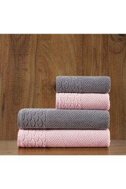 Soley | Alana | Extra Yumuşak Pamuk Pirinç Örgü 4'lü Havlu Seti