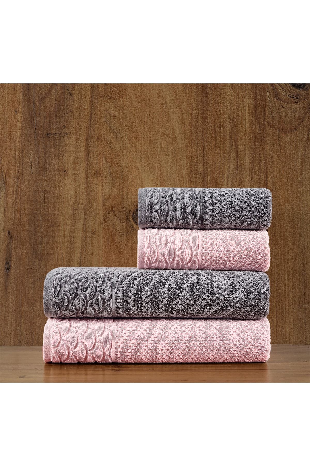 Soley | Alana | Extra Yumuşak Pamuk Pirinç Örgü 4'lü Havlu Seti