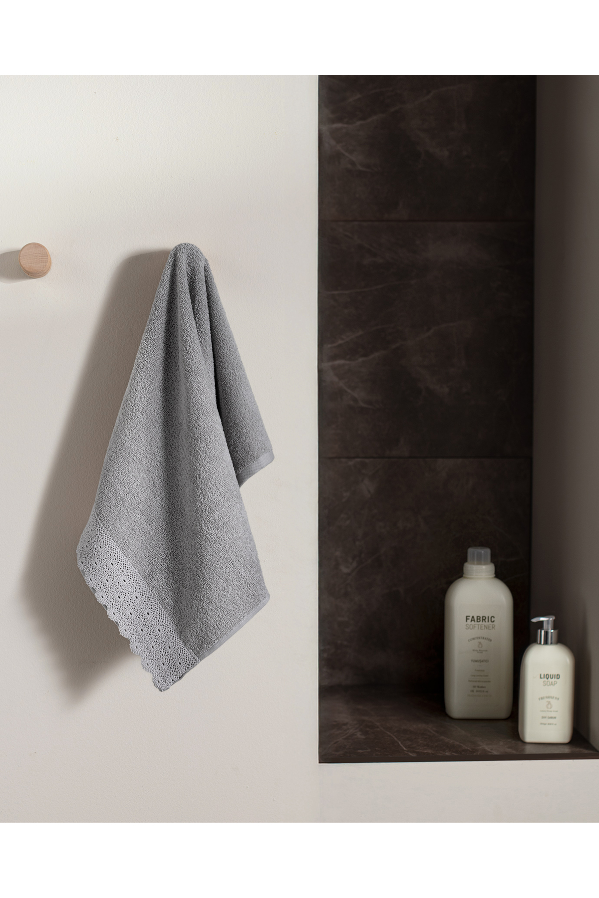 Madame Coco Analisa %100 Pamuk Yüz Havlusu - Gri - 50x70 cm