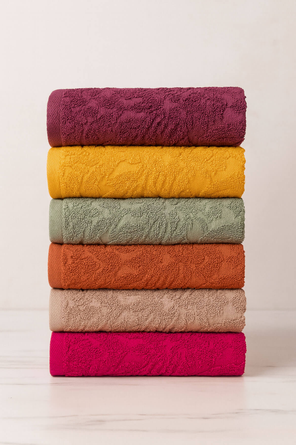 Elif Mira 6 lı El Yüz Renkli Havlu Seti %100 Pamuklu 50x90 Cm Velora Koleksiyon