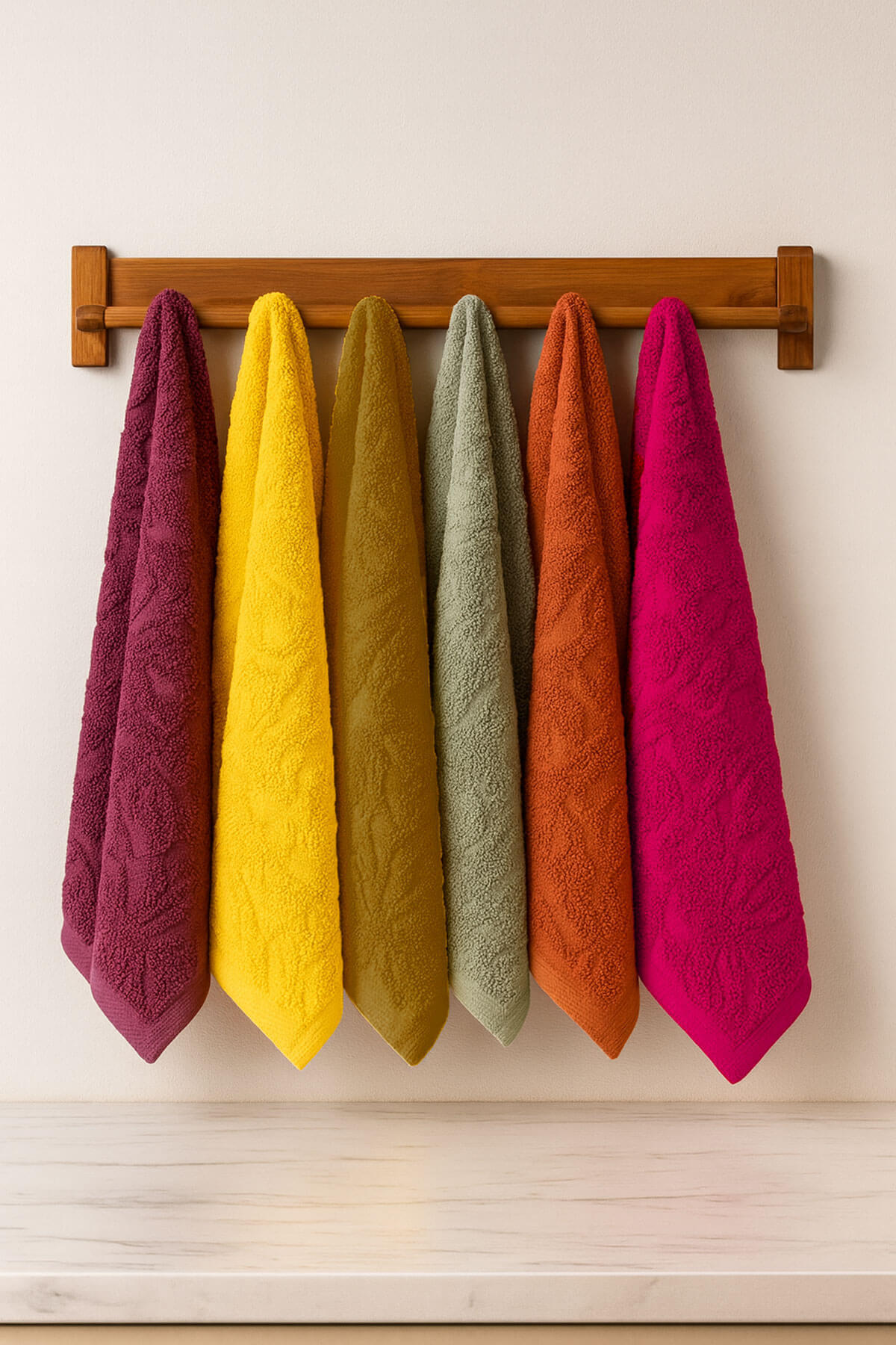 Elif Mira 6 lı El Yüz Renkli Havlu Seti %100 Pamuklu 50x90 Cm Velora Koleksiyon - Görsel 2