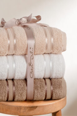 Coton Delux Pera 3'lü %100 Pamuk Havlu Seti | 30x50 cm Mutfak Havlusu | Çantalı, Çeyizlik, Hediyelik