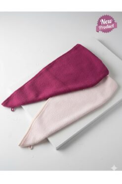 Genel Markalar Saç Havlusu Saç Bonesi 2 Lİ SET %100 Pamuk Banyo ,Havuz ve Deniz Sonrası Kurulama PEMBE / FUŞYA