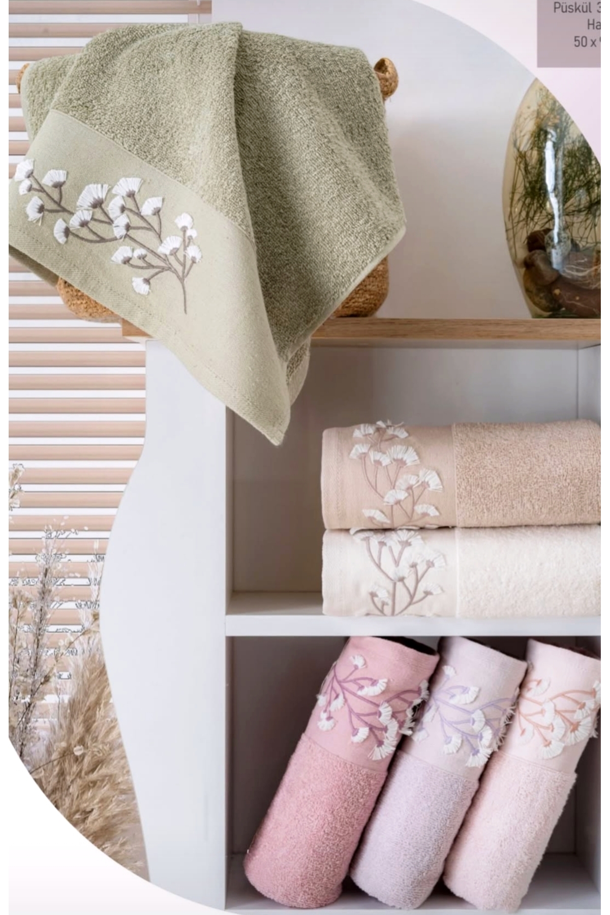 Nurpak Nazenin % 100 Pamuklu 3 D 6 lı El Yüz Havlusu