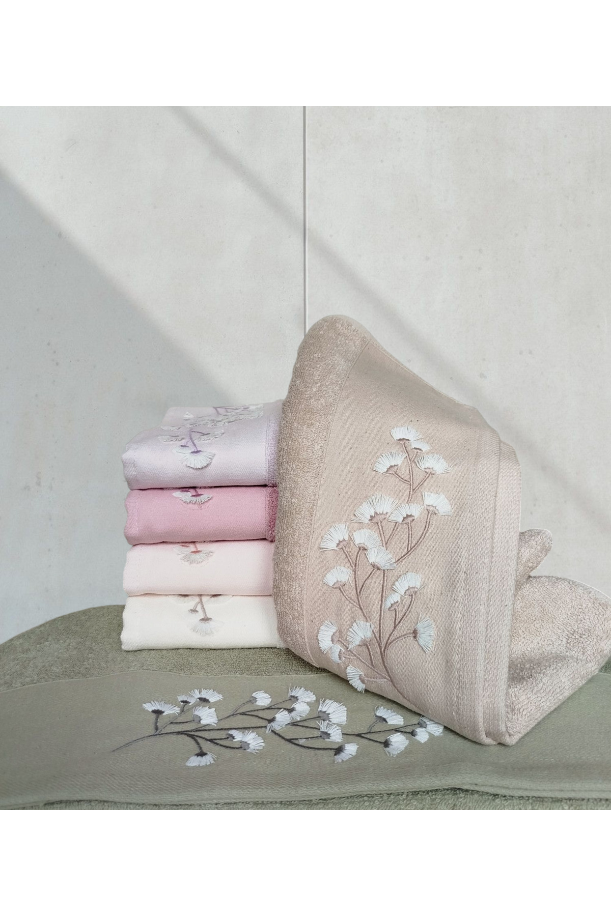 Nurpak Nazenin % 100 Pamuklu 3 D 6 lı El Yüz Havlusu - Görsel 2