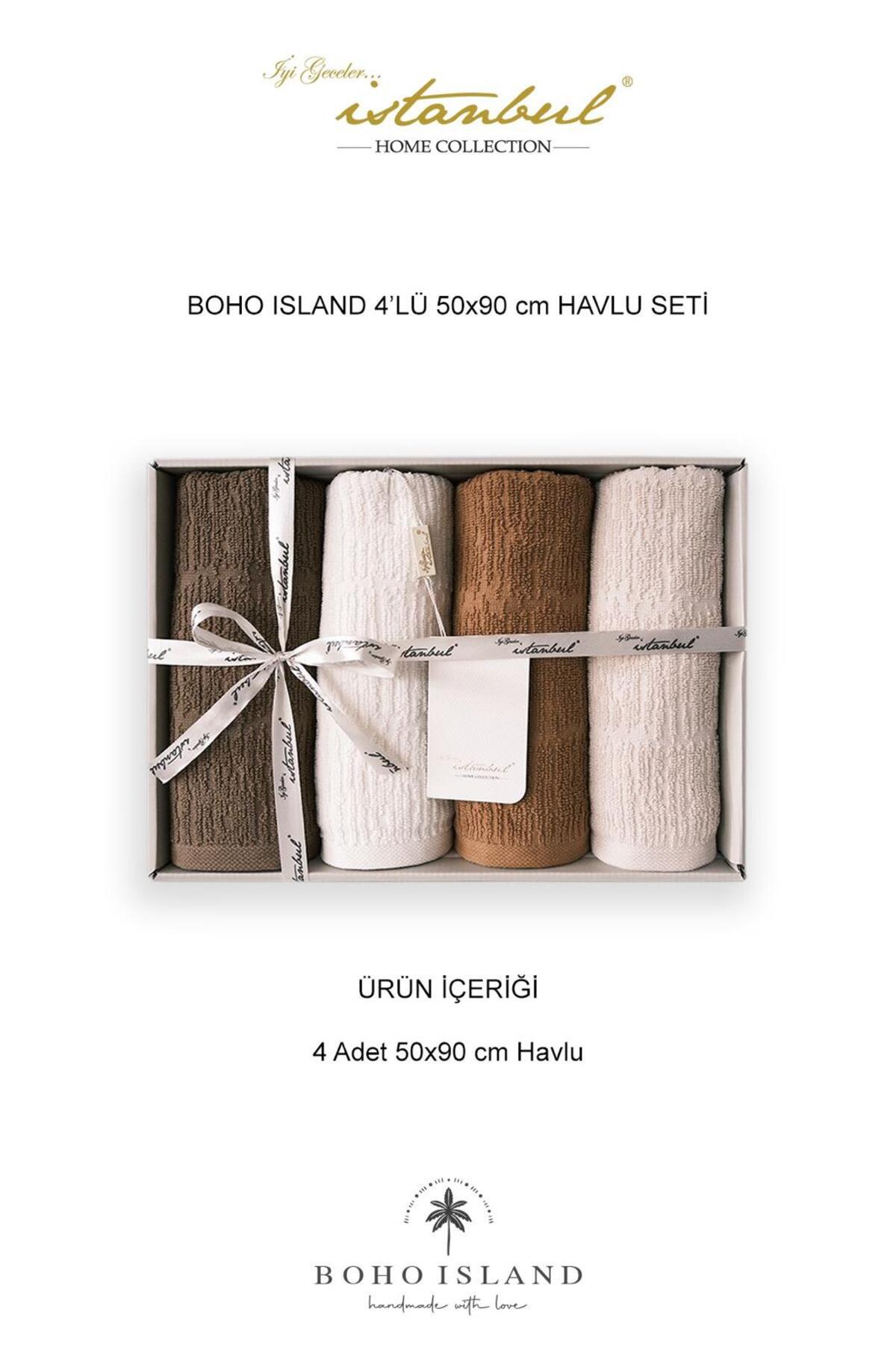 İyi Geceler İstanbul %100 PAMUKLU BOHO ISLAND 50X90 CM 4 LÜ HAVLU SETİ