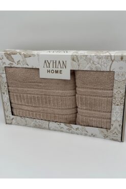 AYHANHOME 2'li Jakarlı Kutulu Banyo Havlu Hamam Takımı 1 Adet 90x150, 1 Adet 50x90