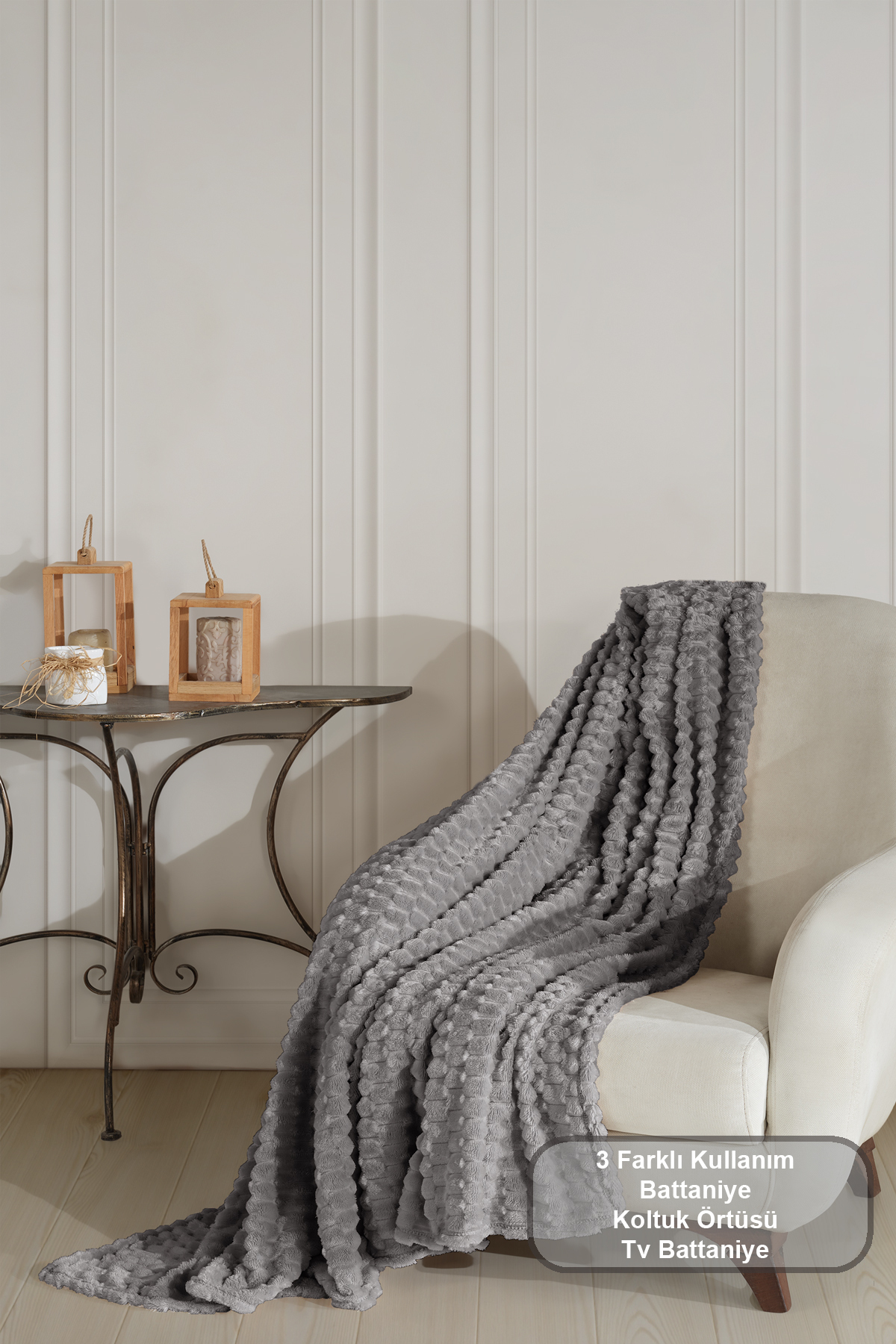 Elart Star Battaniye Çift Kişilik Wellsoft (180x220 cm) Antrasit - Görsel 2