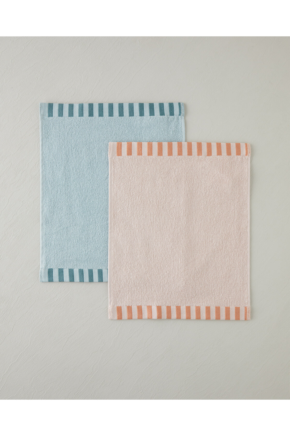 English Home Stripe Edge Pamuk El Havlusu 30x40 cm Pudra - Görsel 3