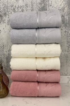 Özdilek Ditsy El-Yüz Havlusu 6 Adet-Pembe-Krem-Gri