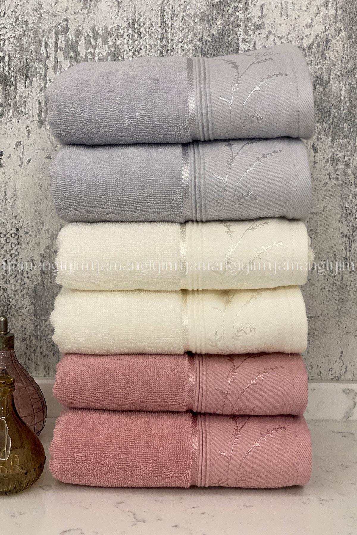 Özdilek Ditsy El-Yüz Havlusu 6 Adet-Pembe-Krem-Gri