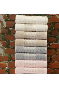 Özdilek Elissa Havlu 8 Adet - Pembe Krem Taş Gri