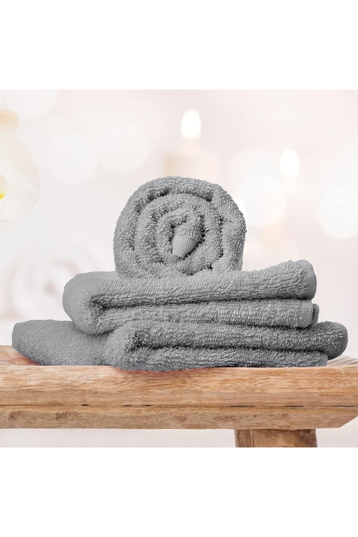 KAYABEY HOME Gri İki Adet El Yüz Havlusu 30 x 50 CM Mutfak Banyo Spor Misafir Havlusu Seti %100 Pamuk Yumuşak - Görsel 2