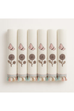 KAYABEY HOME 6’lı 30x50 Kelebek Nakışlı El Yüz Havlusu Seti – %100 Pamuk, Yumuşak, Desenli, Şık ve Su Emici