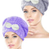 CHIZGY 2 Adet Mikrofiber Saç Havlusu Bonesi Lastikli Fiyonklu