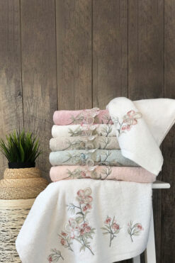 MARİBOR VENÜS - %70 Bambu / %30 Pamuk 3D Nakışlı El Havlusu - 6'lı Set 50x90