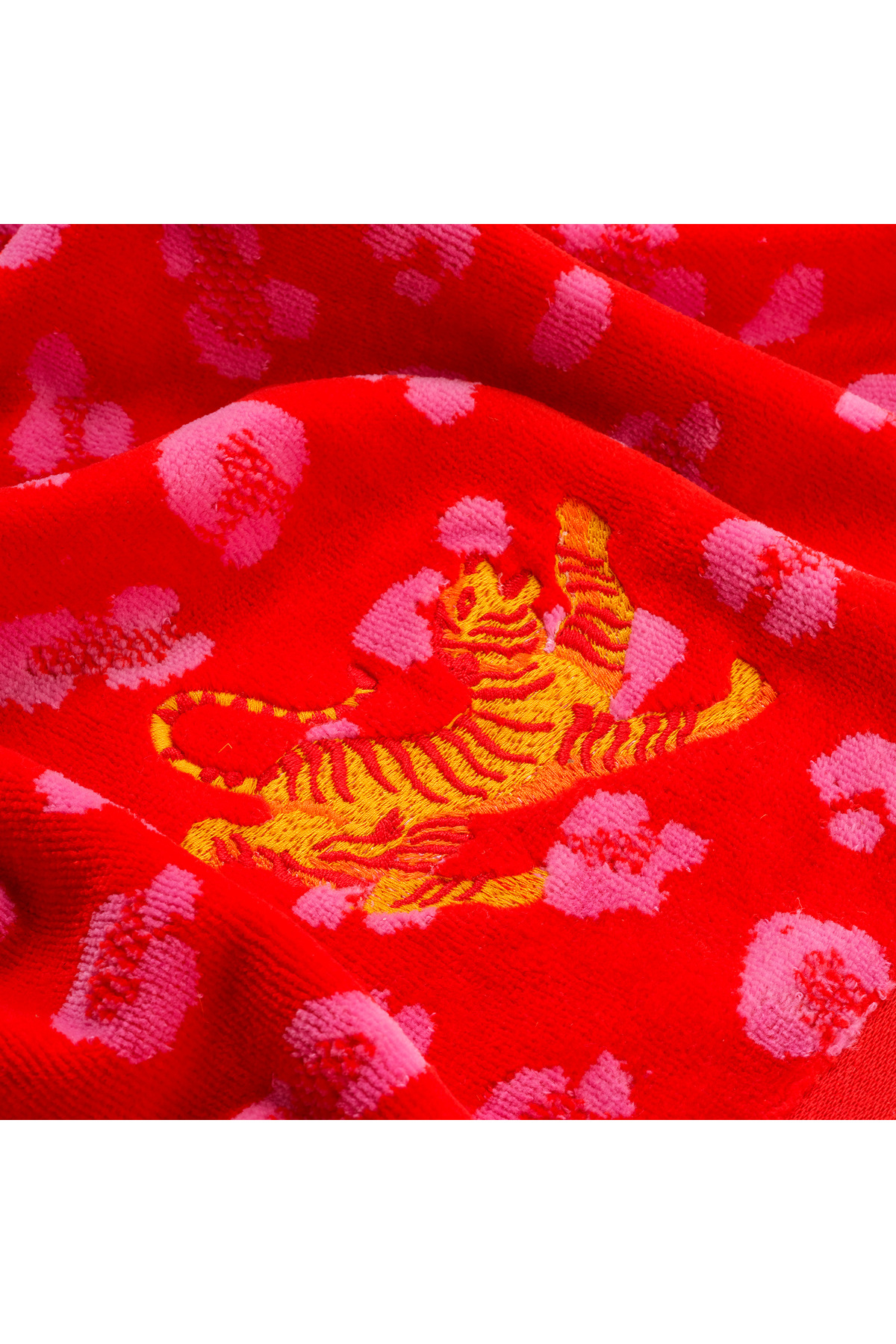 Zsa Zsa Zsu Tabea Nakışlı Kadife Pamuk Yüz Havlusu 50x90 Cm Pembe - Kırmızı - Görsel 2
