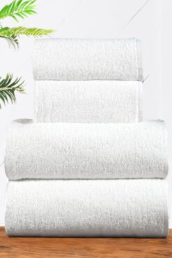 Comfort Home 4'lü Beyaz Banyo Seti Hamam Takımı Havlu Seti 70x140cm 40x75cm