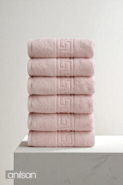 Anılsan 6'lı Pudra Greek El Havlusu - 50x90 Cm, 225 Gr, %100 Pamuk, Spa Ve Otel Havlusu
