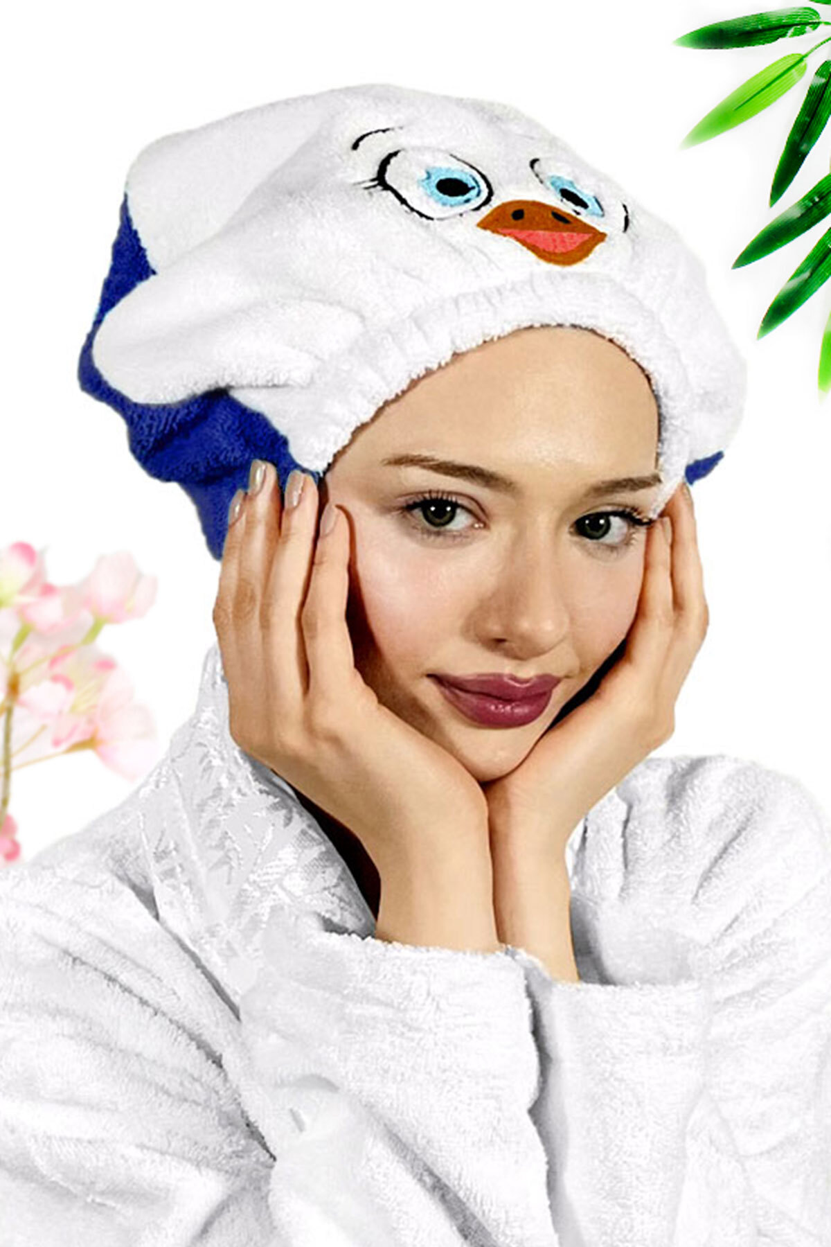 havlubanyobone Saç Kurulama Havlusu Banyo Duş Bonesi Mavili