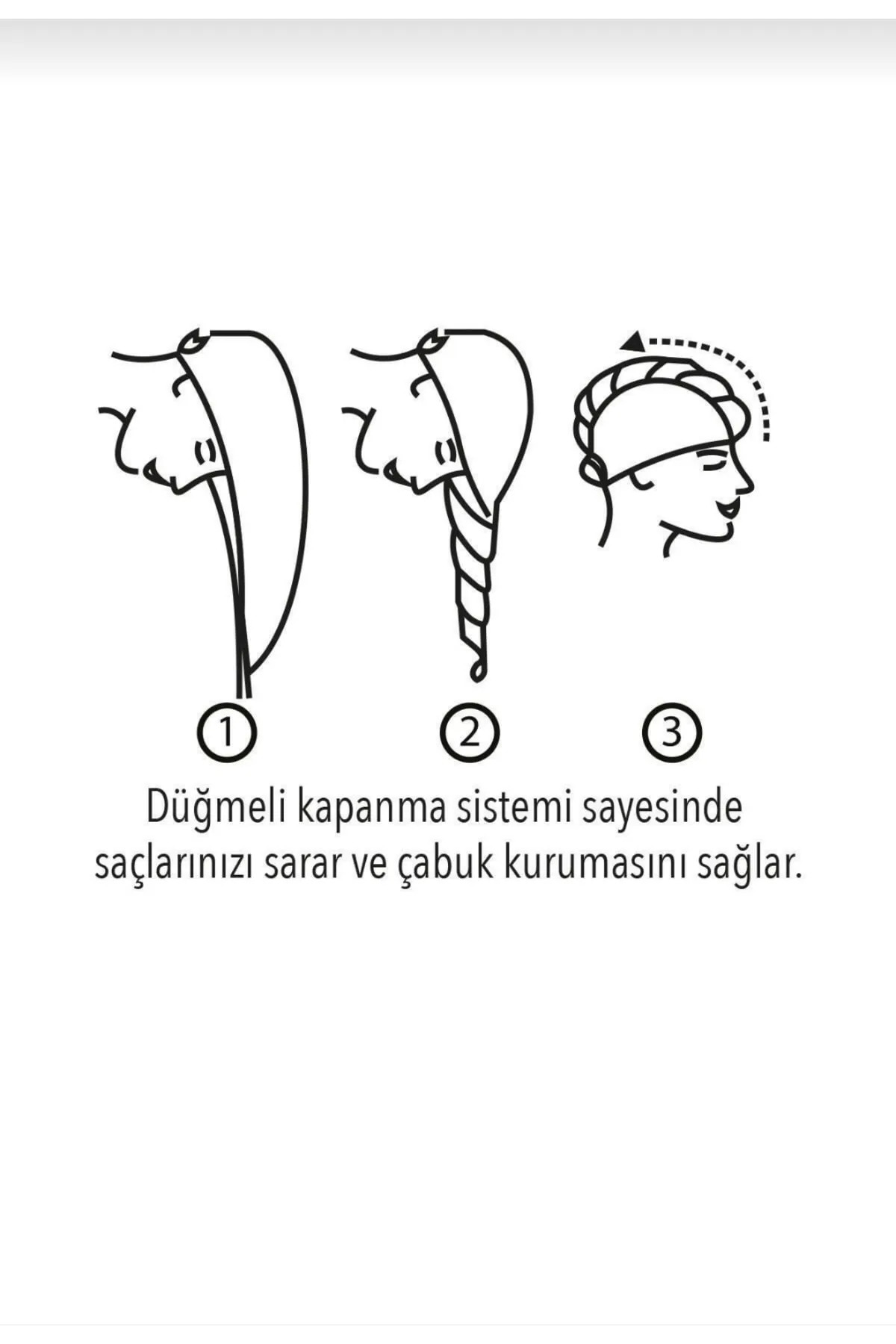 EVX Siyah Saç Havlusu Saç Bonesi Banyo Deniz Ve Havuz Sonrası Plaj Sonrası - Görsel 2