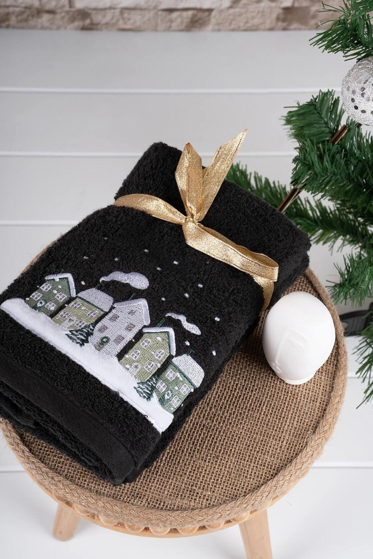 Baveno %100 Pamuk İkili 40x70 Cm Nakışlı Havlu/Havlu Seti