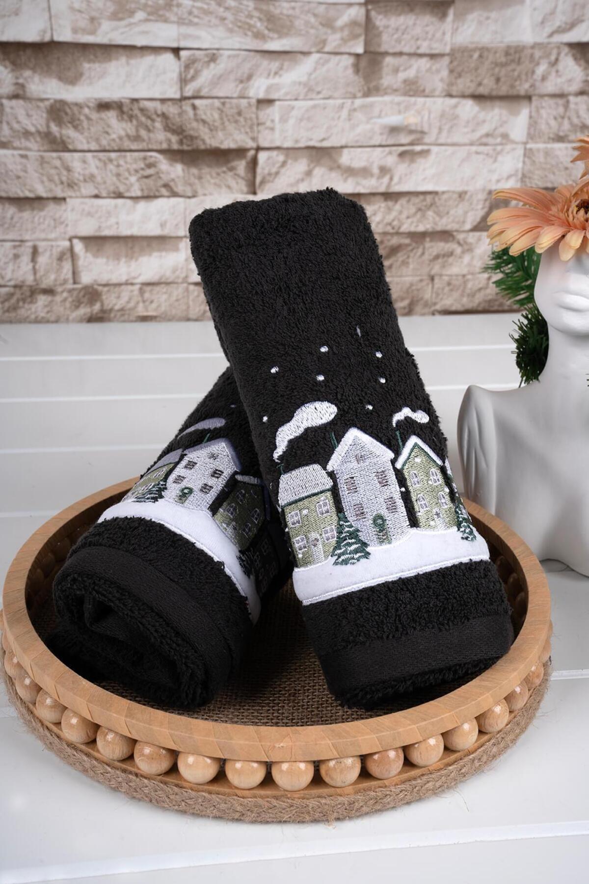 Baveno %100 Pamuk İkili 40x70 Cm Nakışlı Havlu/Havlu Seti - Görsel 3