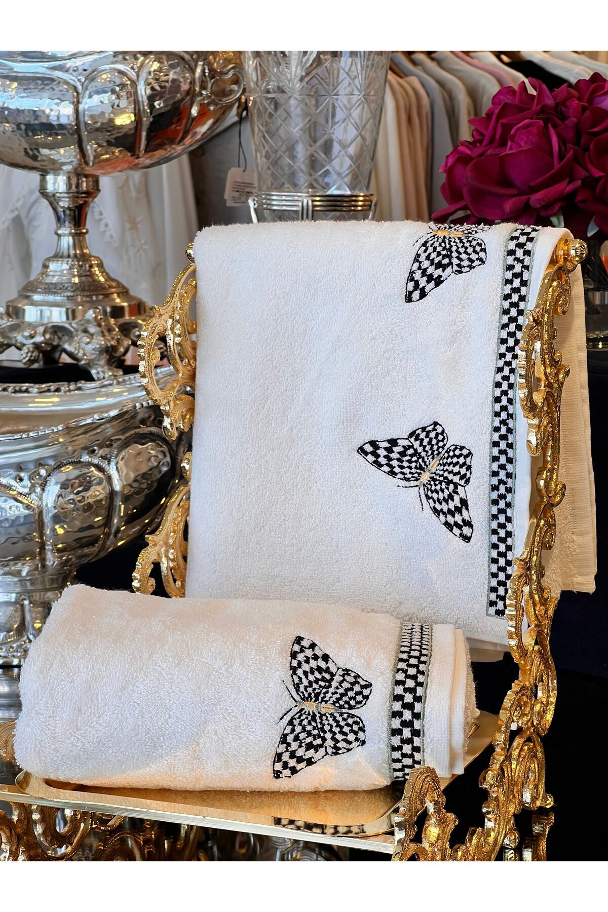 Antepiş Home KELEBEK NAKIŞLI YÜZ HAVLUSU