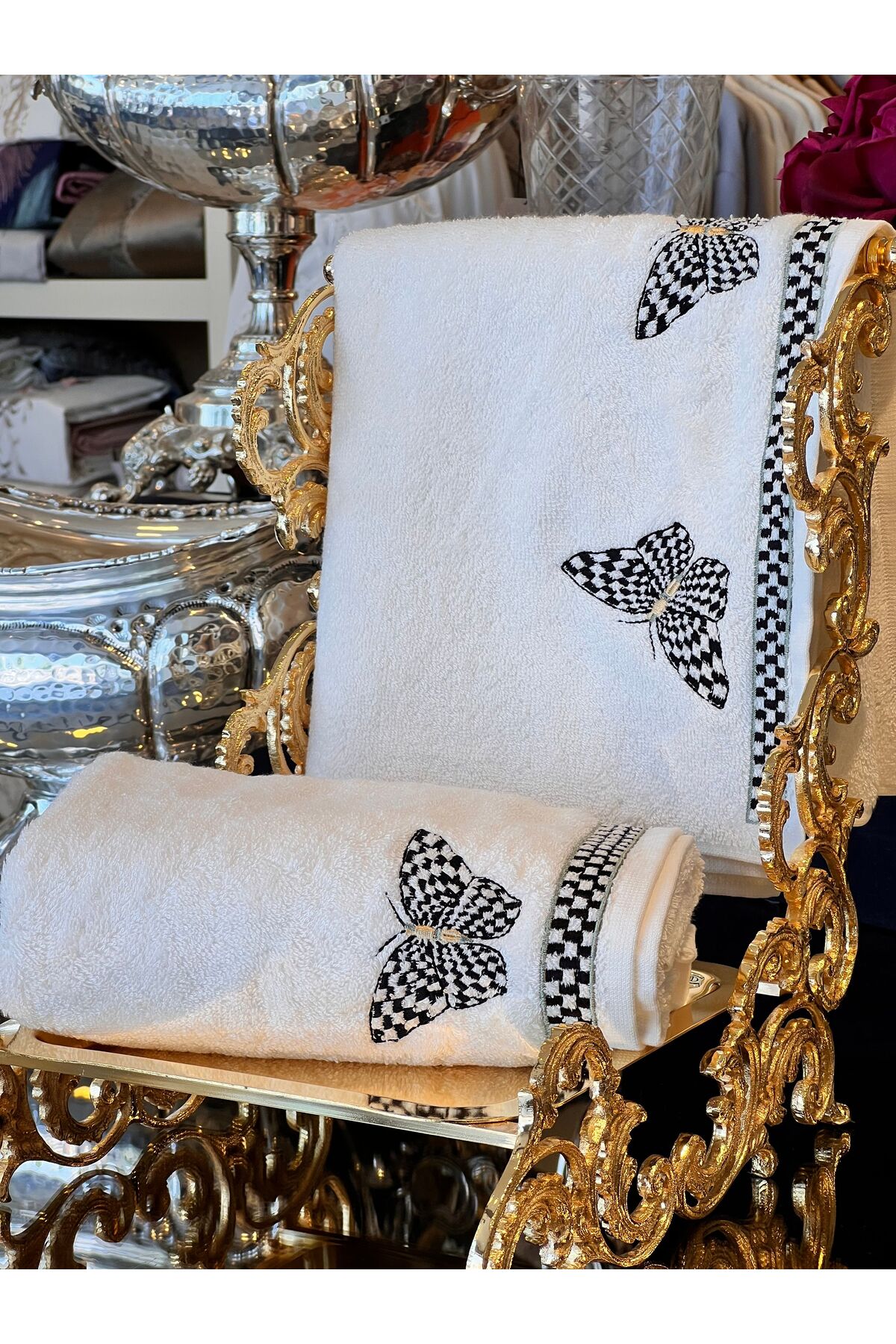 Antepiş Home KELEBEK NAKIŞLI YÜZ HAVLUSU - Görsel 3