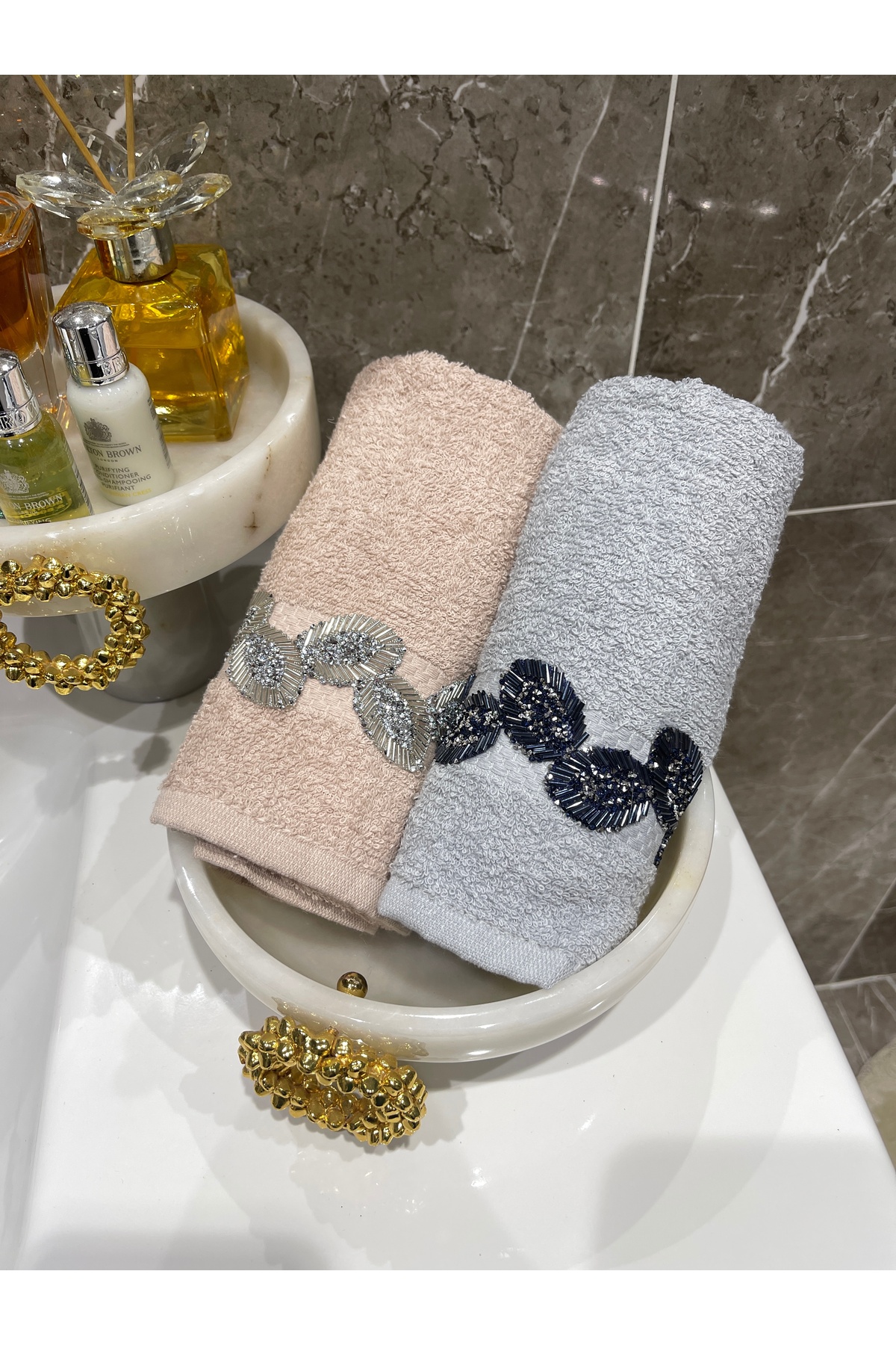 Rose Hürrem Taşlı 2li Havlu Seti - Görsel 3