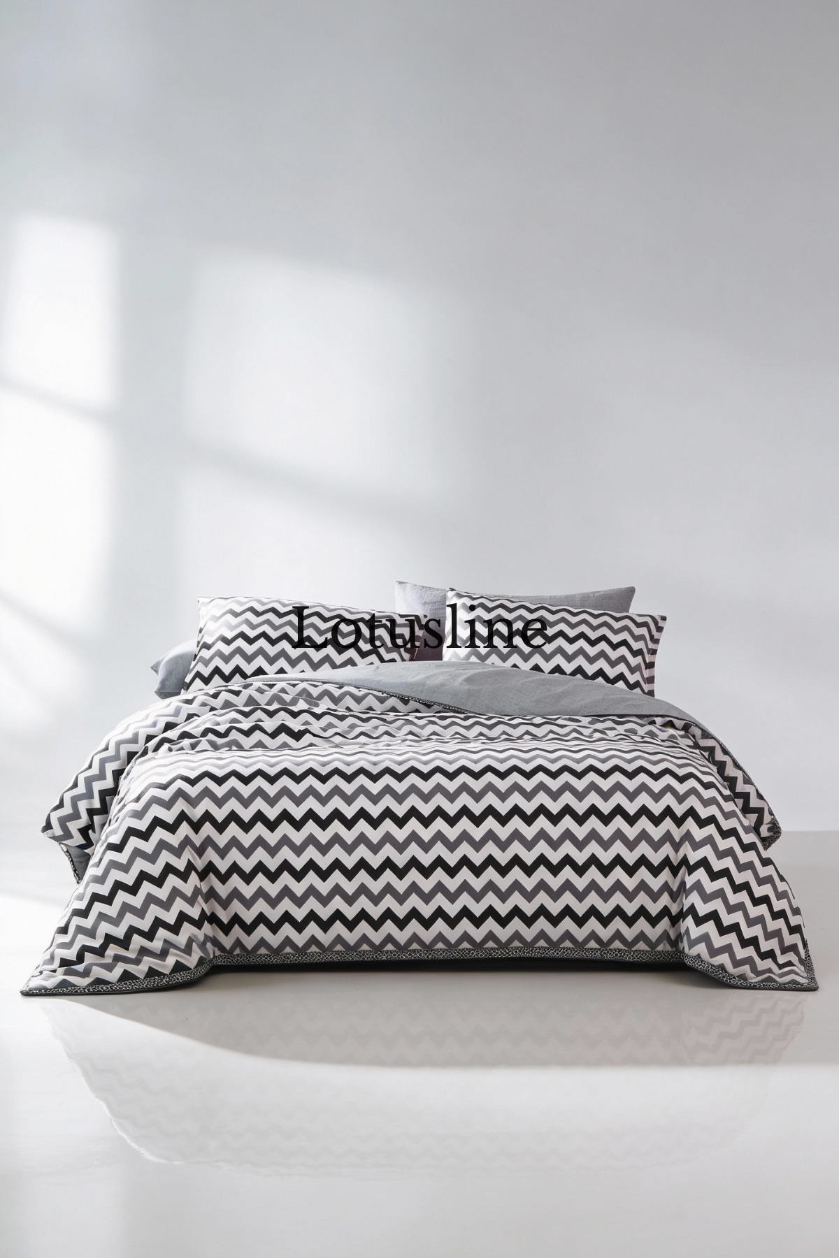 Lotusline Zigzag Desen Lüks Pamuklu Tek Kişilik Nevresim Seti - Görsel 2