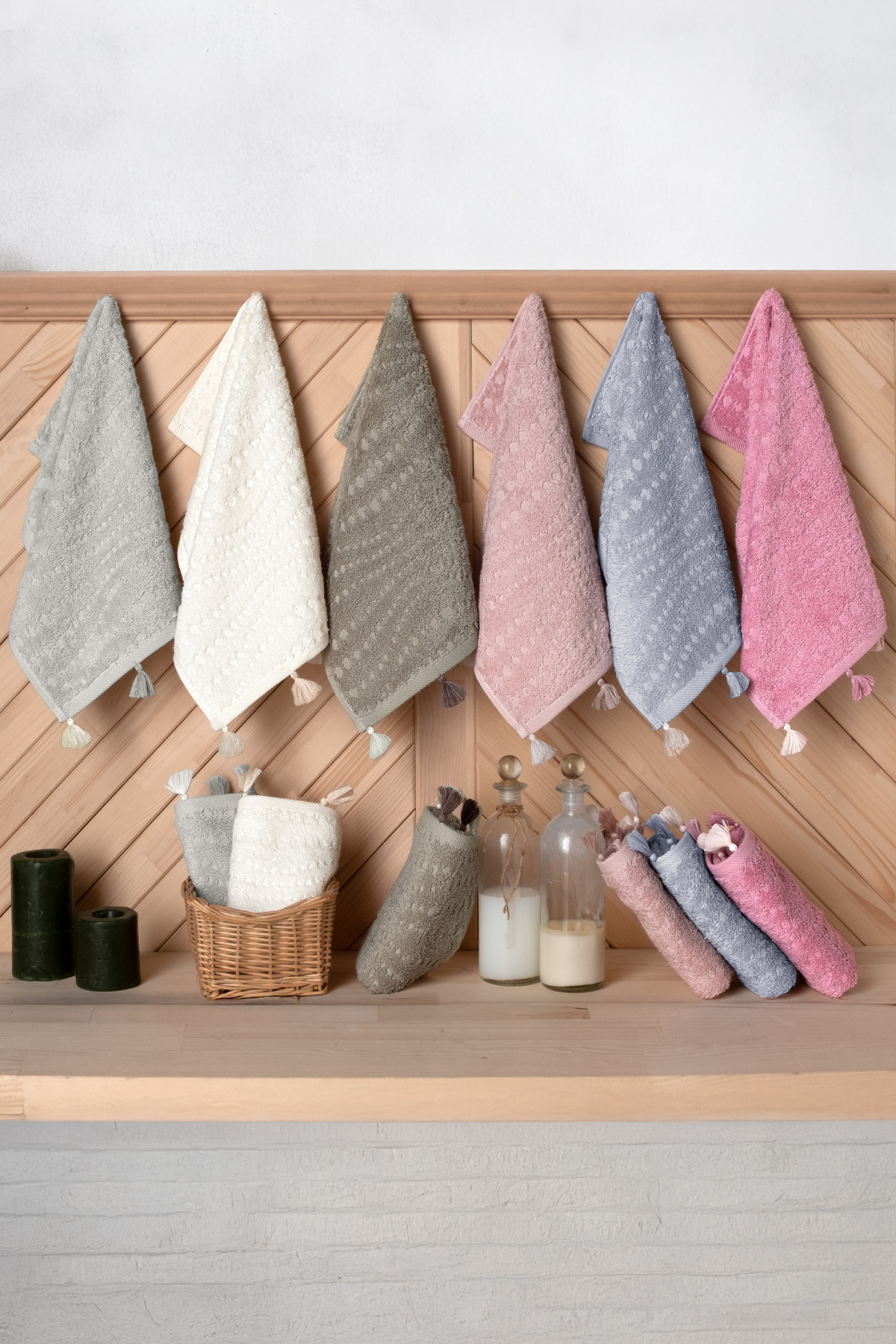 Bersay Eliz 6'lı 30x50, %100 Pamuk, Püsküllü Mutfak & El Havlu Seti – Yumuşak, Emici, Şık