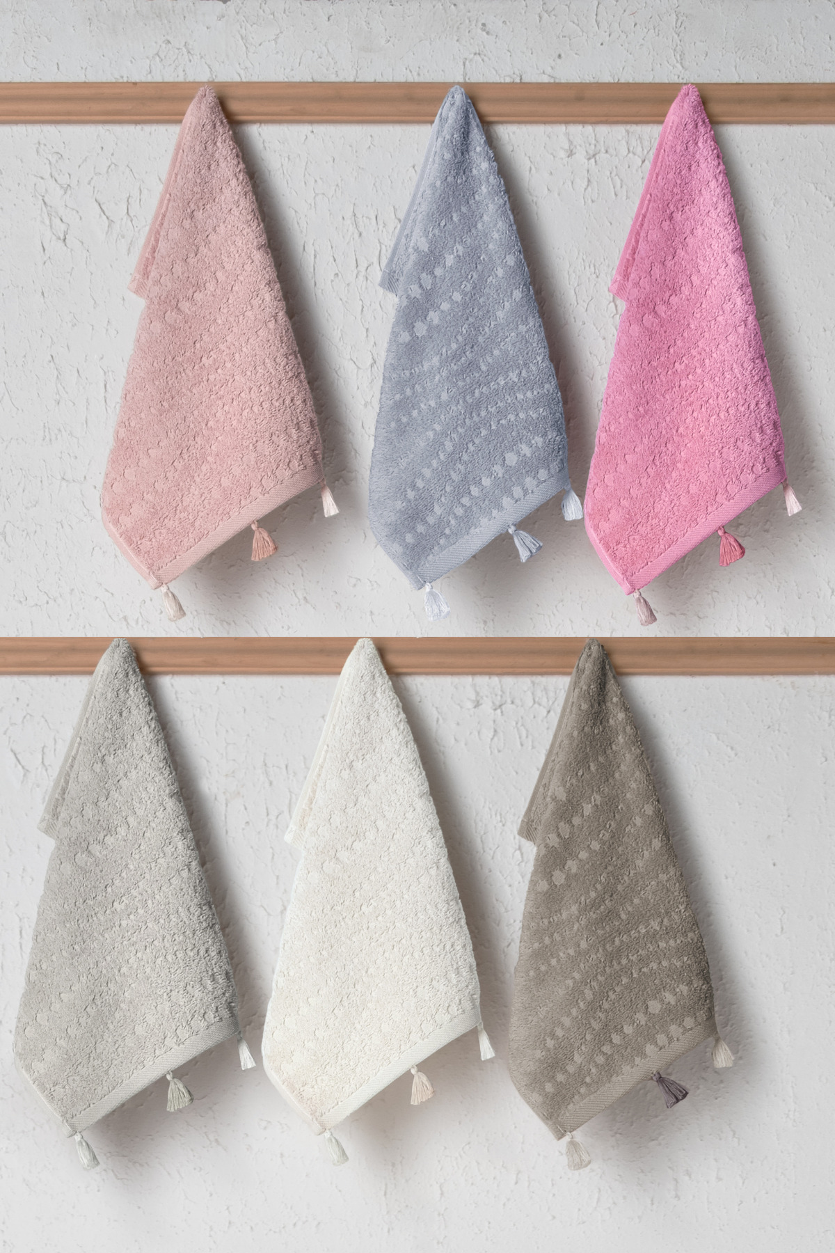 Bersay Eliz 6'lı 30x50, %100 Pamuk, Püsküllü Mutfak & El Havlu Seti – Yumuşak, Emici, Şık - Görsel 2