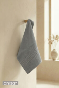 Anılsan Greek Gri El Havlusu - 50x90 Cm, 225 Gr, %100 Pamuk, Spa Ve Otel Havlusu